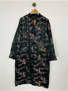 Silk Floral Sleep Robe/Kimono- Black Floral